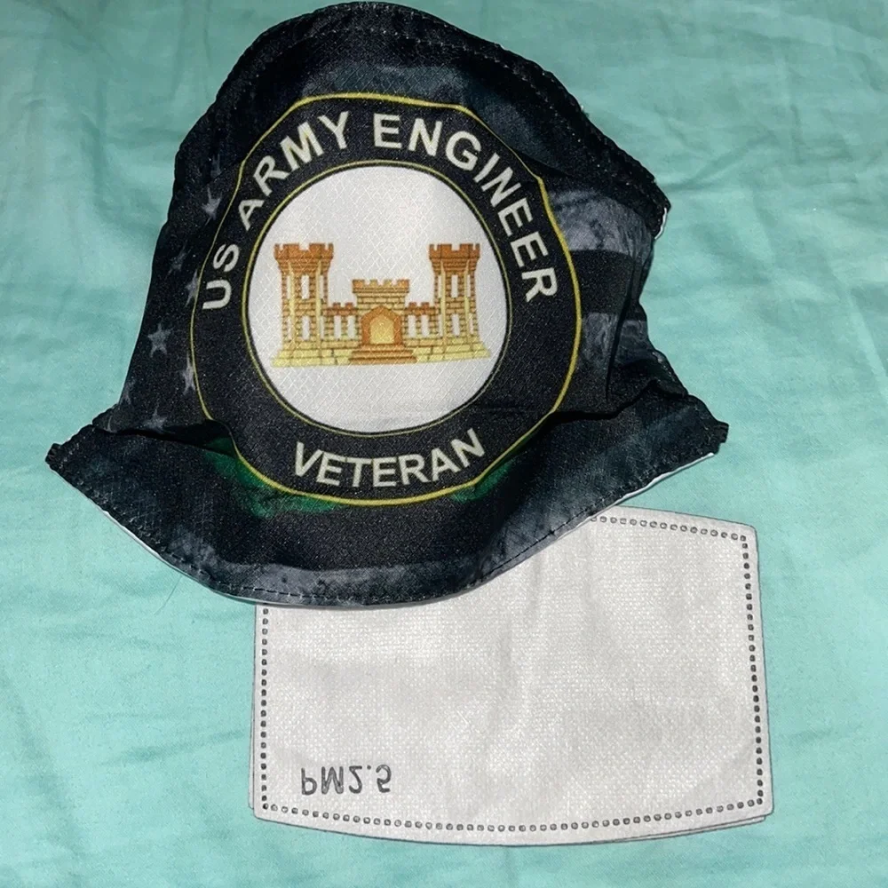 6/$20 New US Army Engineer Vet face mask